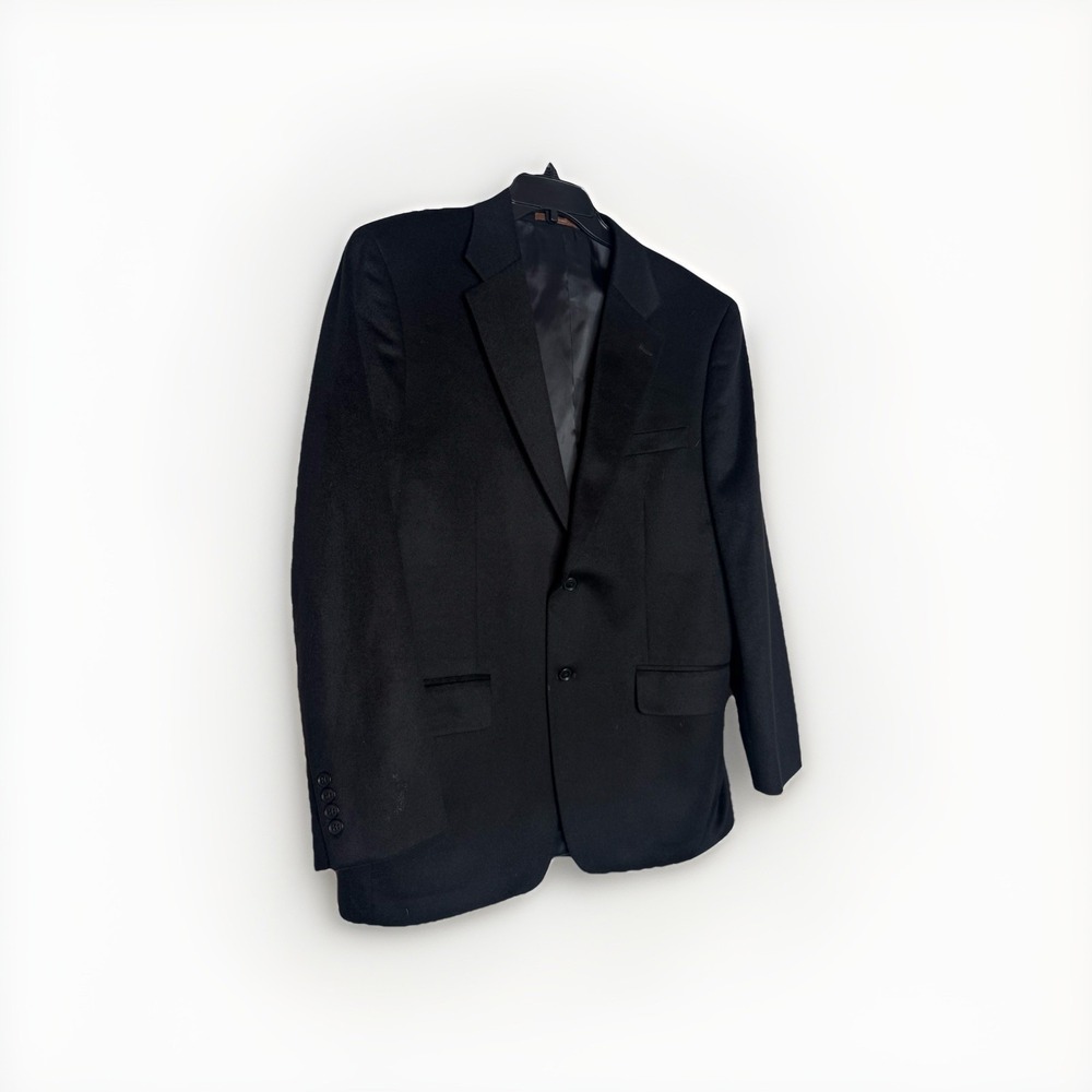 Tasso Elba 100% Cashmere Sport Coat Blazer Jacket Men 41R Black 2 Button Warm